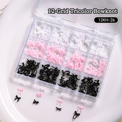 12 Grids Bowknot Nail Decorations