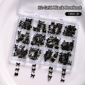 12 Grids Bowknot Nail Decorations Clearance No Brand