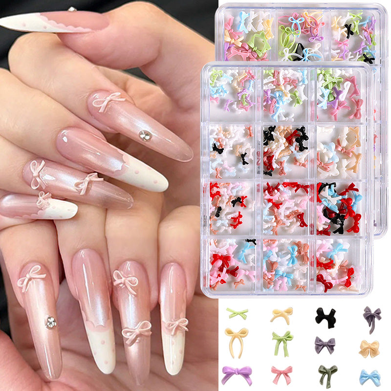 12 Grids Bowknot Nail Decorations
