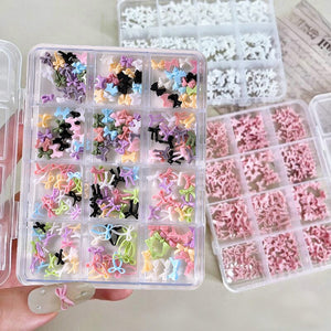 12 Grids Bowknot Nail Decorations Clearance No Brand