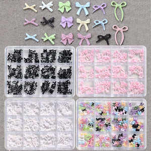 12 Grids Bowknot Nail Decorations Clearance No Brand