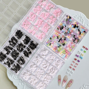 12 Grids Bowknot Nail Decorations Clearance No Brand