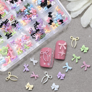 12 Grids Bowknot Nail Decorations Clearance No Brand