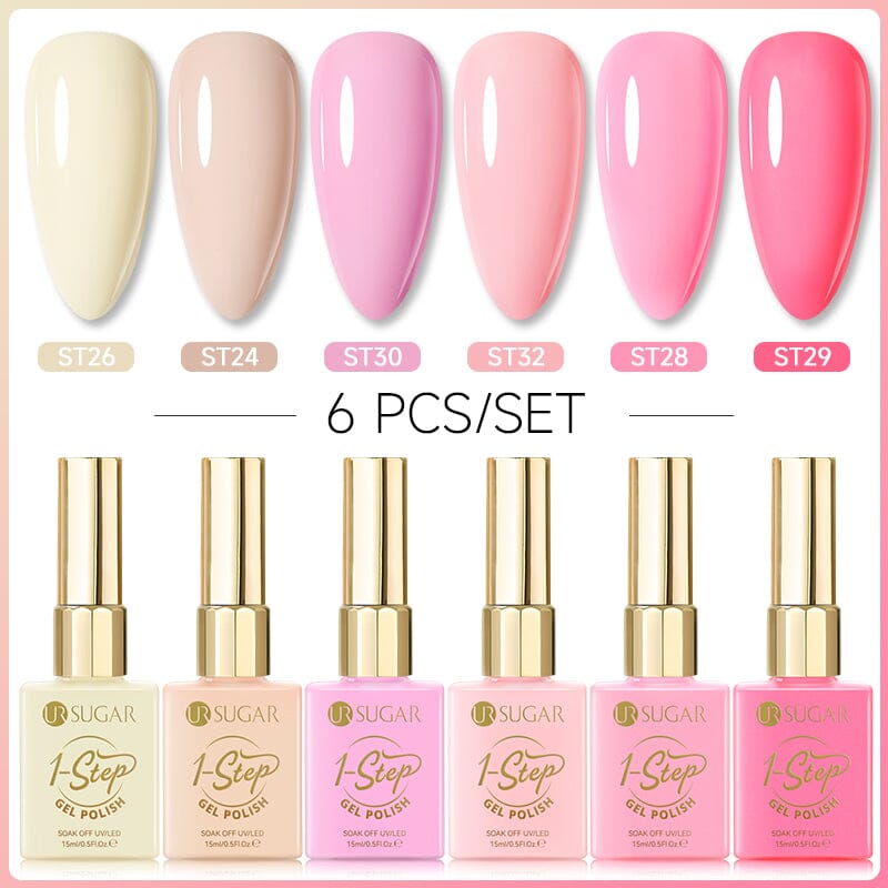 6 Colors 1 Step Gel Polish Set #06 15ml Gel Nail Polish UR SUGAR