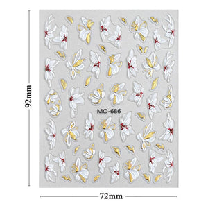 Embossed Floral 3D Nail Stickers Clearance No Brand