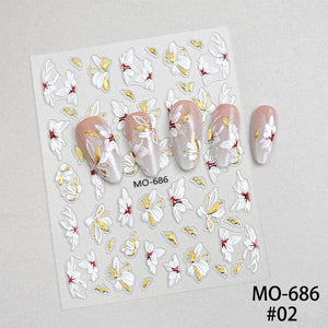 Embossed Floral 3D Nail Stickers Clearance No Brand