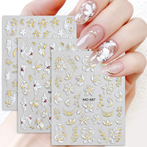 Embossed Floral 3D Nail Stickers Clearance No Brand