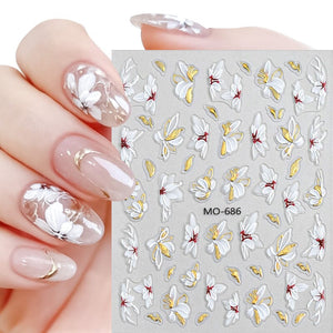 Embossed Floral 3D Nail Stickers Clearance No Brand