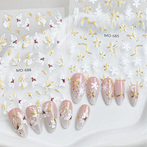 Embossed Floral 3D Nail Stickers Clearance No Brand