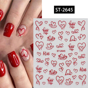 Heart 3D Nail Sticker ST-2645 Red Nail Art No Brand