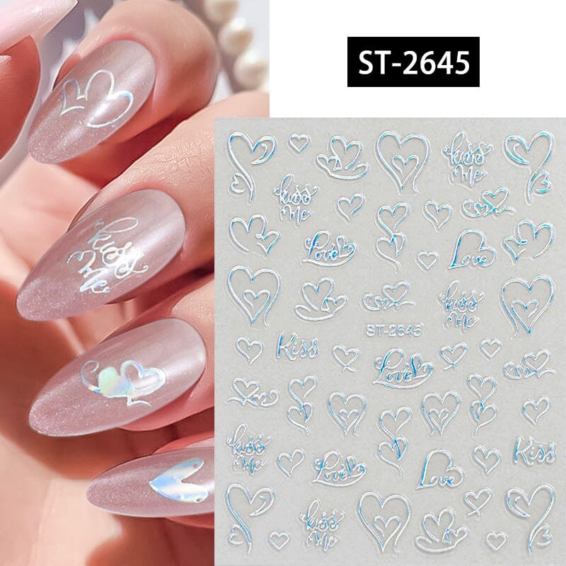 Heart 3D Nail Sticker ST-2645 Silver Nail Art No Brand
