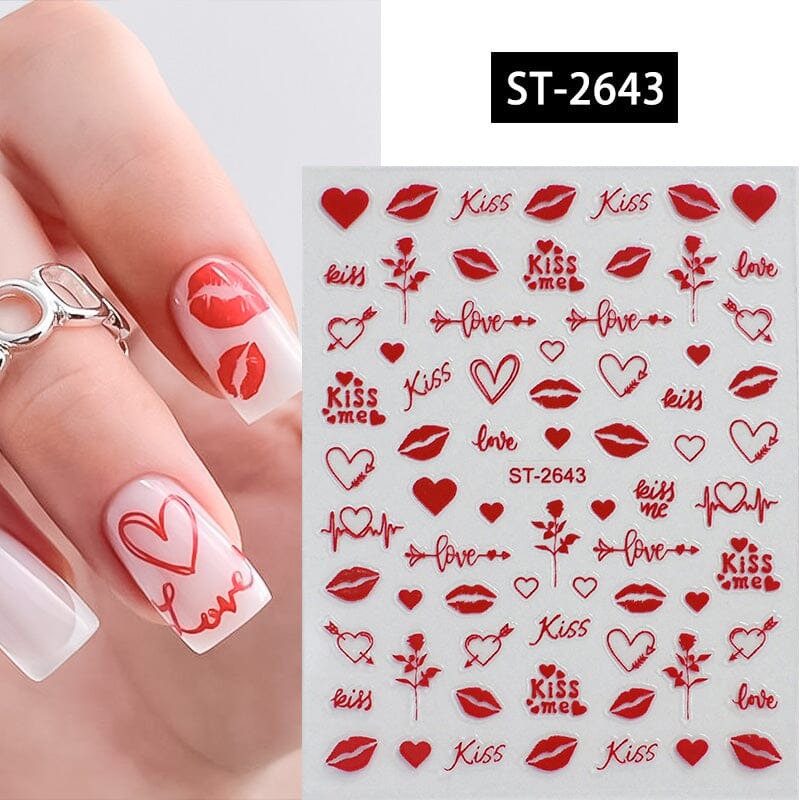 Heart 3D Nail Sticker ST-2643 Red Nail Art No Brand