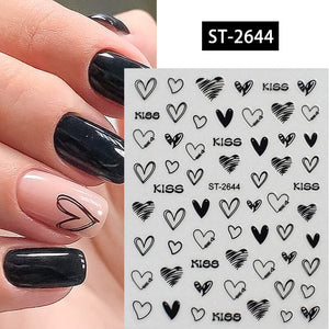 Heart 3D Nail Sticker ST-2644 Black Nail Art No Brand