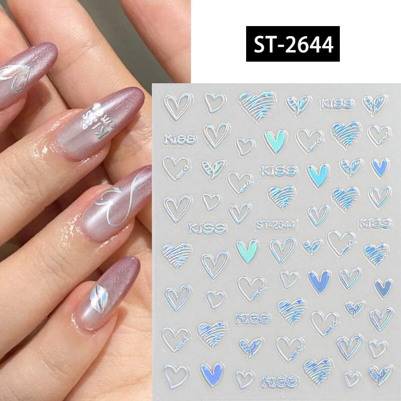 Heart 3D Nail Sticker ST-2644 Silver Nail Art No Brand