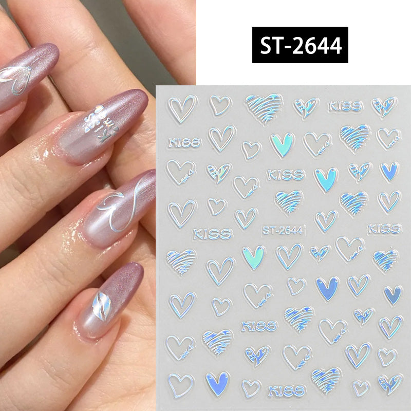 Heart 3D Nail Sticker ST-2644 Silver