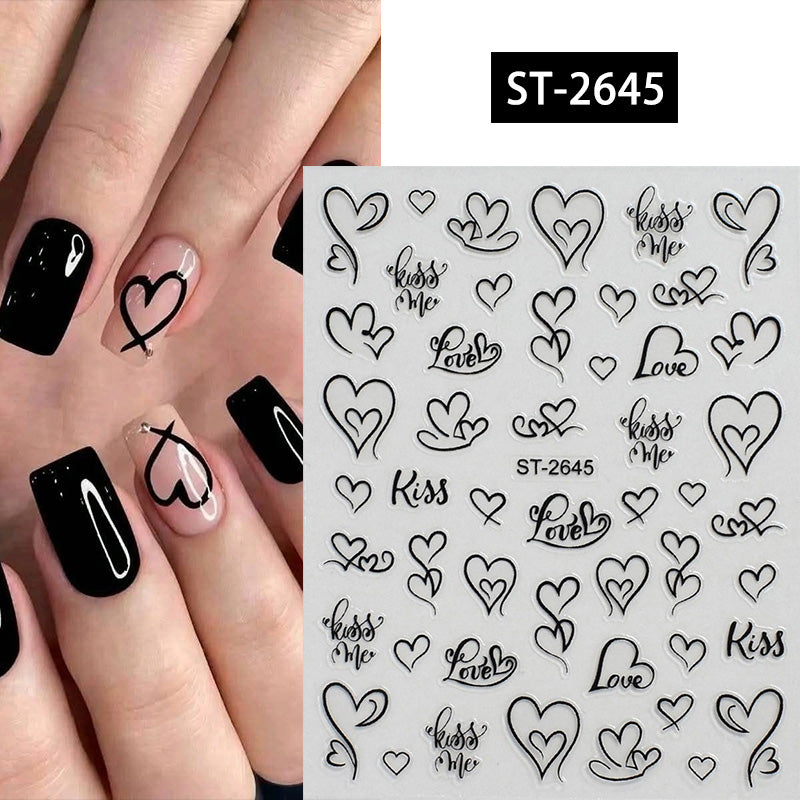 Heart 3D Nail Sticker ST-2645 Black