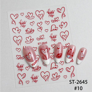 Heart 3D Nail Sticker ST-2645 Red Nail Art No Brand