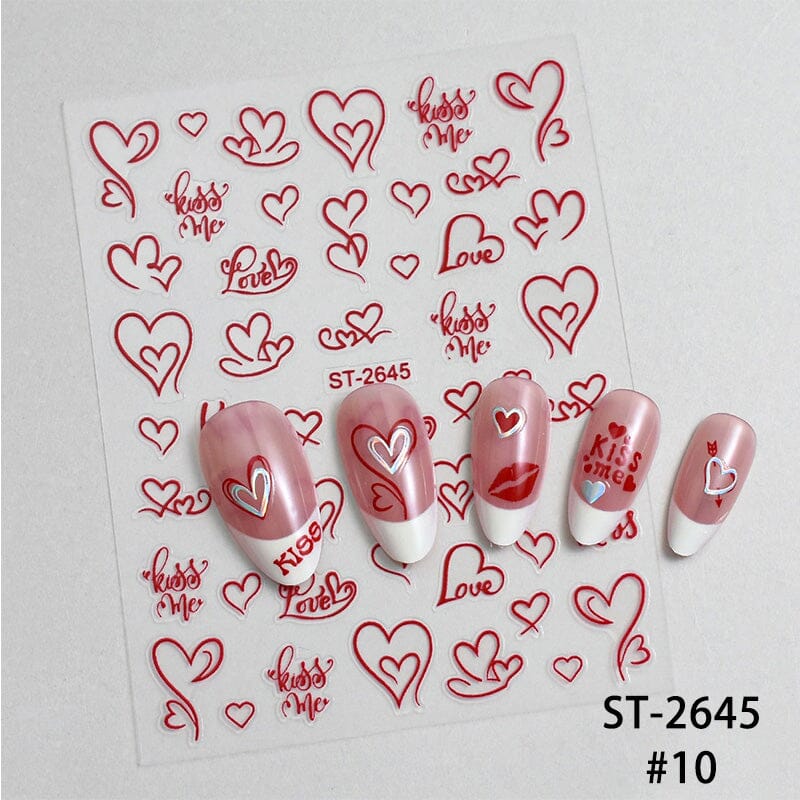 Heart 3D Nail Sticker ST-2645 Red Nail Art No Brand