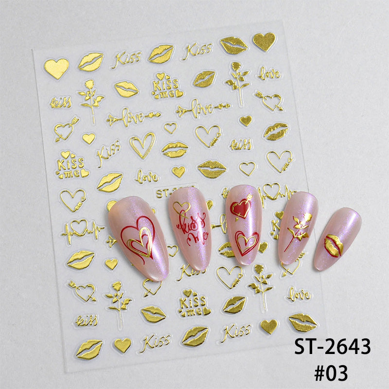 Heart 3D Nail Sticker ST-2643 Gold