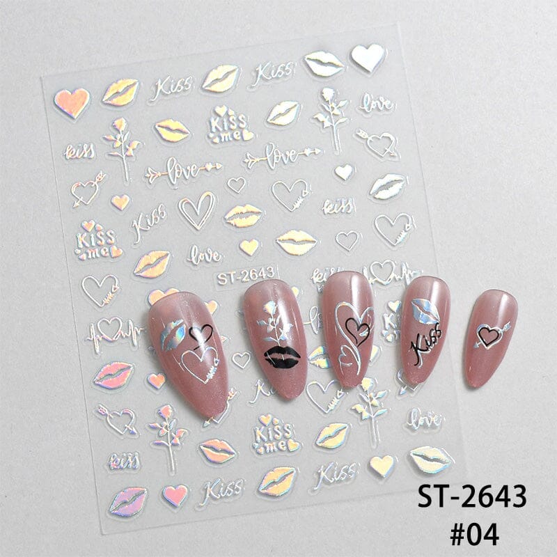 Heart 3D Nail Sticker ST-2643 Silver Nail Art No Brand