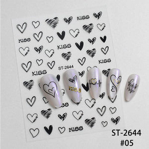 Heart 3D Nail Sticker ST-2644 Black Nail Art No Brand