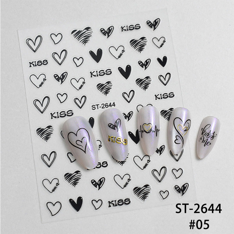 Heart 3D Nail Sticker ST-2644 Black