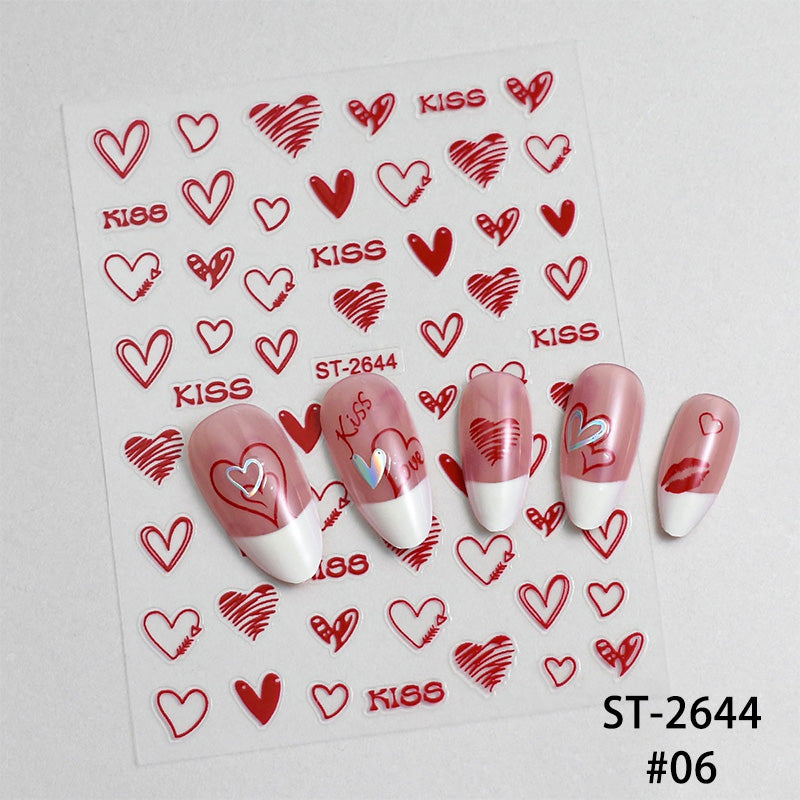 Heart 3D Nail Sticker ST-2644 Red