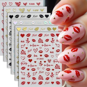 Heart 3D Nail Sticker ST-2643 Red Nail Art No Brand