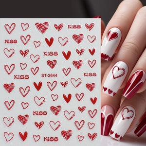 Heart 3D Nail Sticker ST-2643 Red Nail Art No Brand