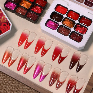 9 Colors 4 In 1 Pat Painting Gel Crimson Flicker Gel Nail Polish UR SUGAR