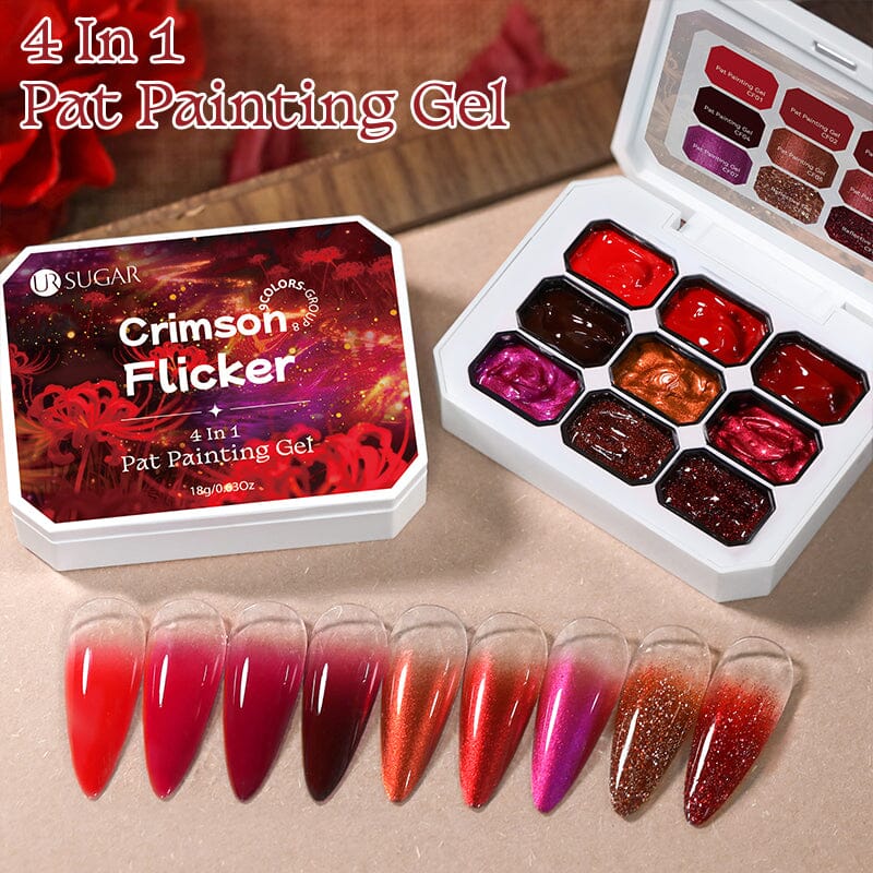 4 in 1 Pat Painting Gel Gel Nail Polish UR SUGAR #08 Crimson Flicker