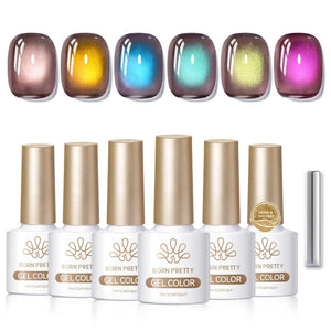 6 Colors Colored Cat Magnetic Gel M35 Plane Trees 7ml HEMA/TPO FREE Gel Nail Polish BORN PRETTY