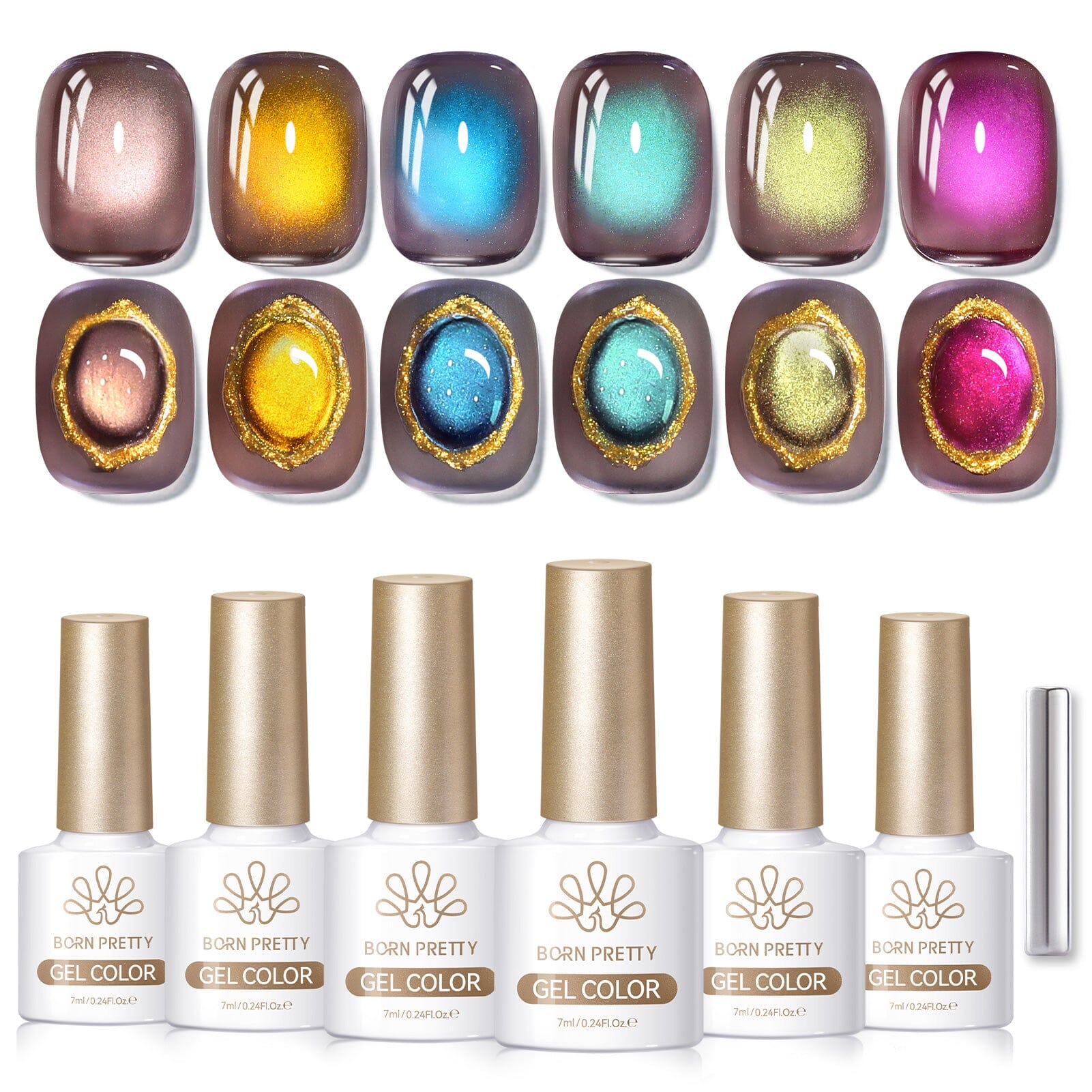 6 Colors Colored Cat Magnetic Gel M35 Plane Trees 7ml Gel Nail Polish BORN PRETTY