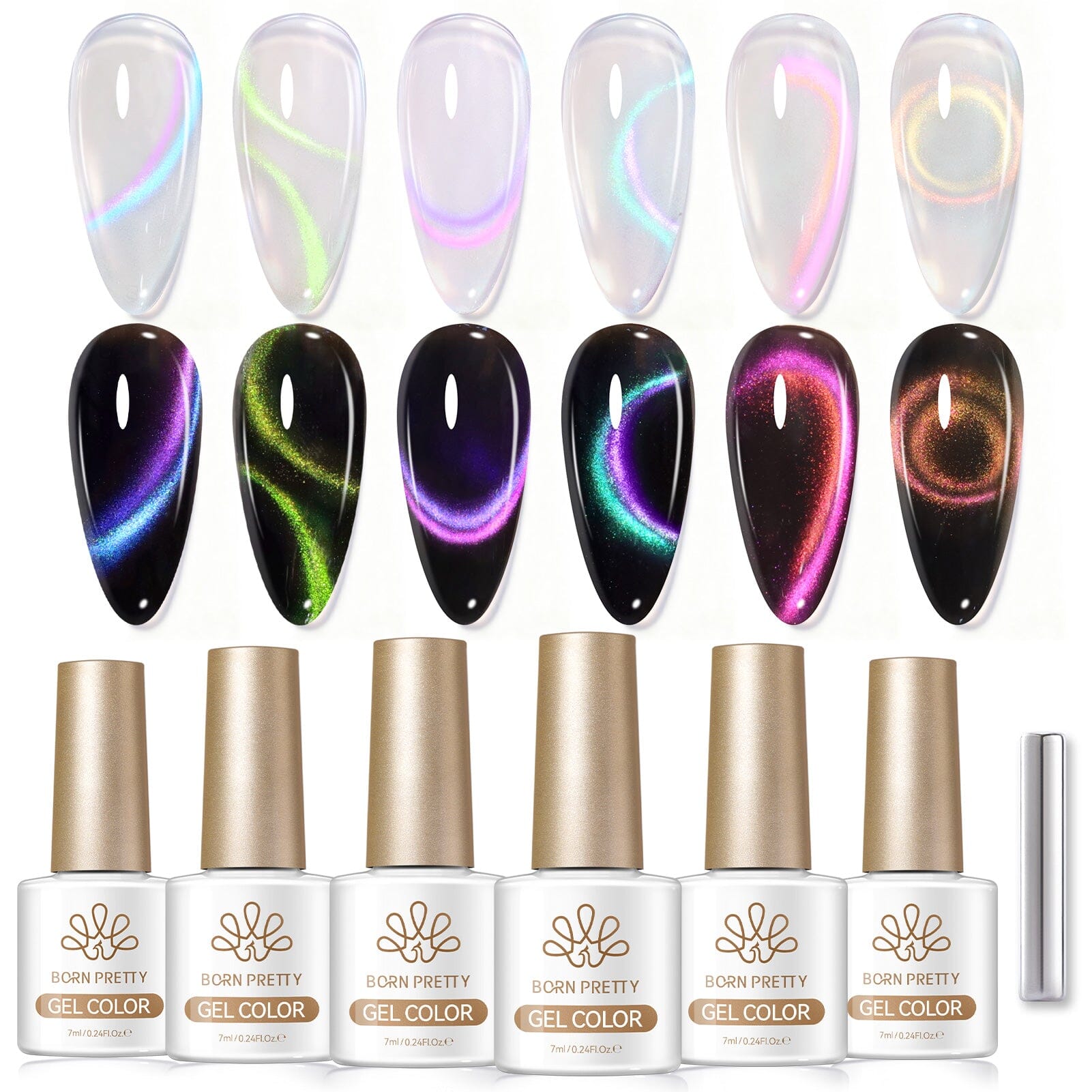 6 Colors Water Light Cat Magnetic Gel M36 Colored Water 7ml Gel Nail Polish BORN PRETTY