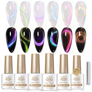 6 Colors Hydrating Cat Magnetic Gel Polish Set M36 Colored Water 7ml HEMA/TPO FREE Gel Nail Polish BORN PRETTY