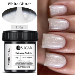 White Glitter Extension Nail Gel 150g Extension Nail Gel UR SUGAR