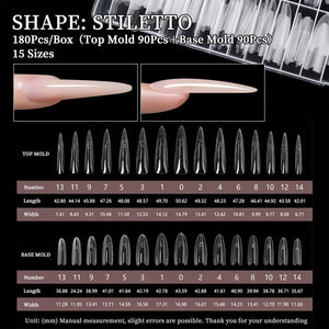 180pcs Stiletto Extension Gel Dual Forms Nail Tips No Brand