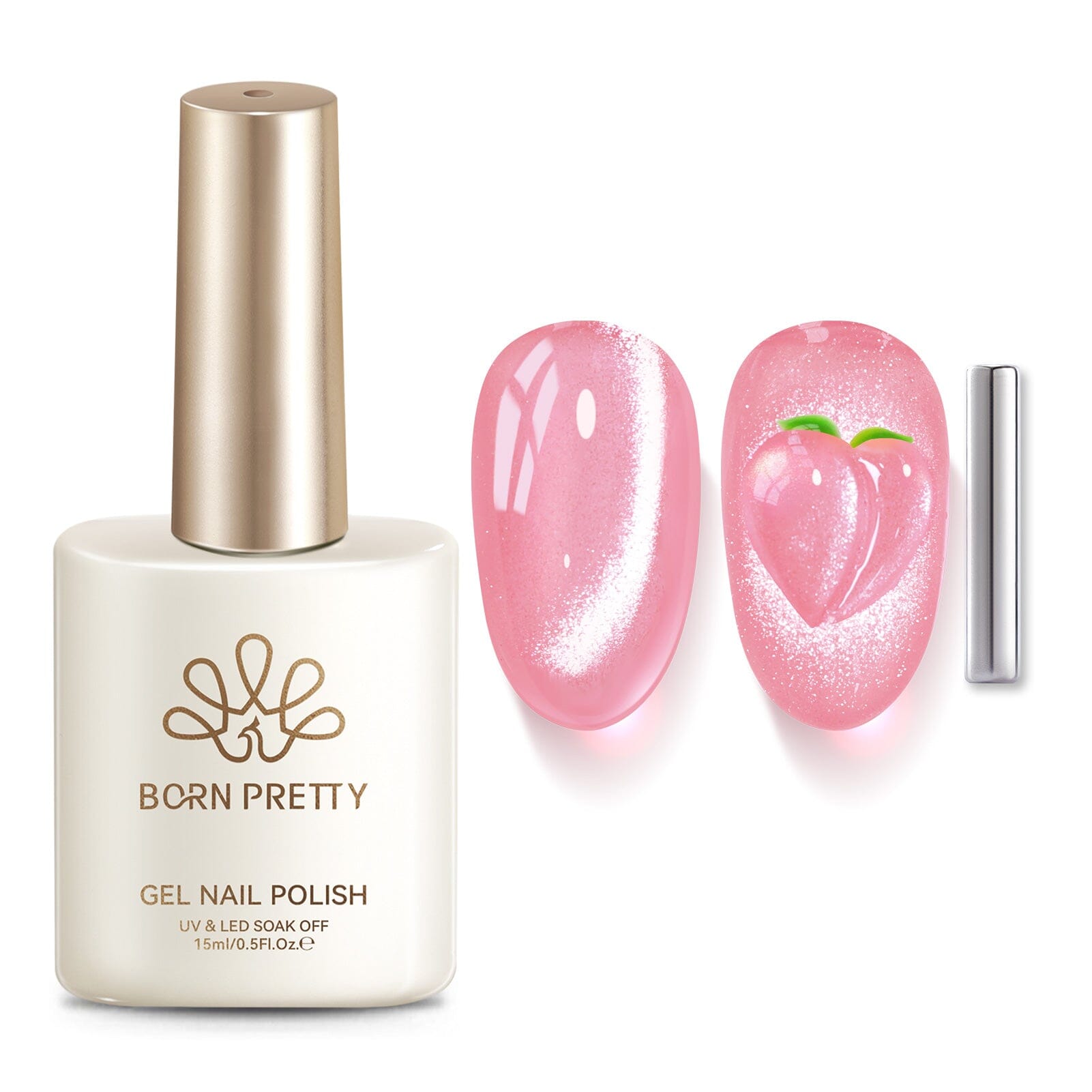 Glass Cat Magnetic Gel MY391 Peach Boba 15ml Gel Nail Polish BORN PRETTY