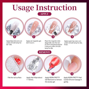 Glass Cat Magnetic Gel MY392 Pink Foyd 15ml HEMA/TPO FREE Gel Nail Polish BORN PRETTY