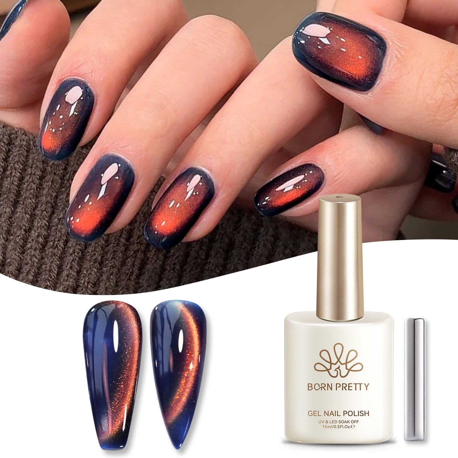 Colored Cat Magnetic Gel MY393 Blazing Sky 15ml HEMA/TPO FREE Gel Nail Polish BORN PRETTY