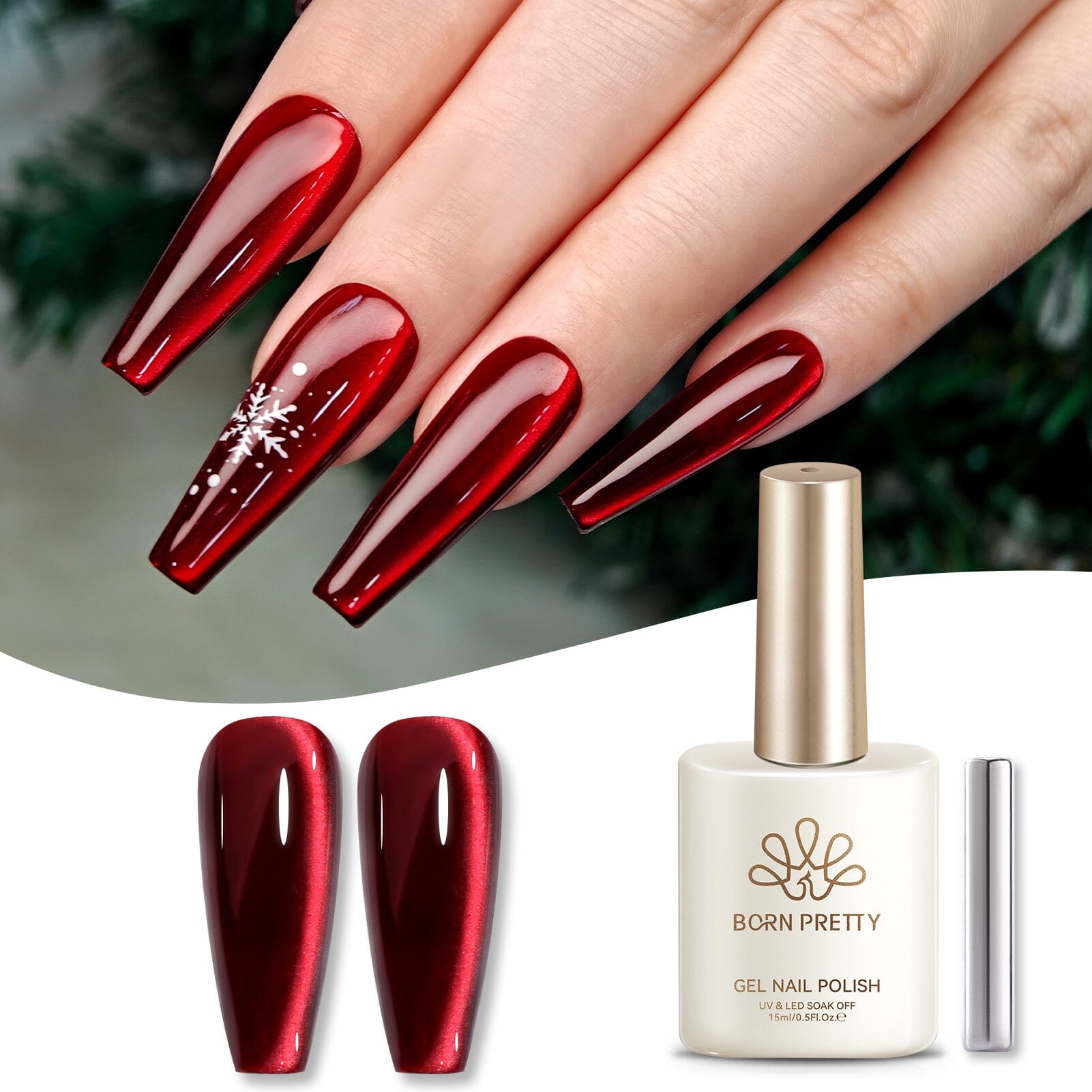 Mirror Cat Magnetic Gel MY394 Mirror Ruby 15ml HEMA/TPO FREE Gel Nail Polish BORN PRETTY