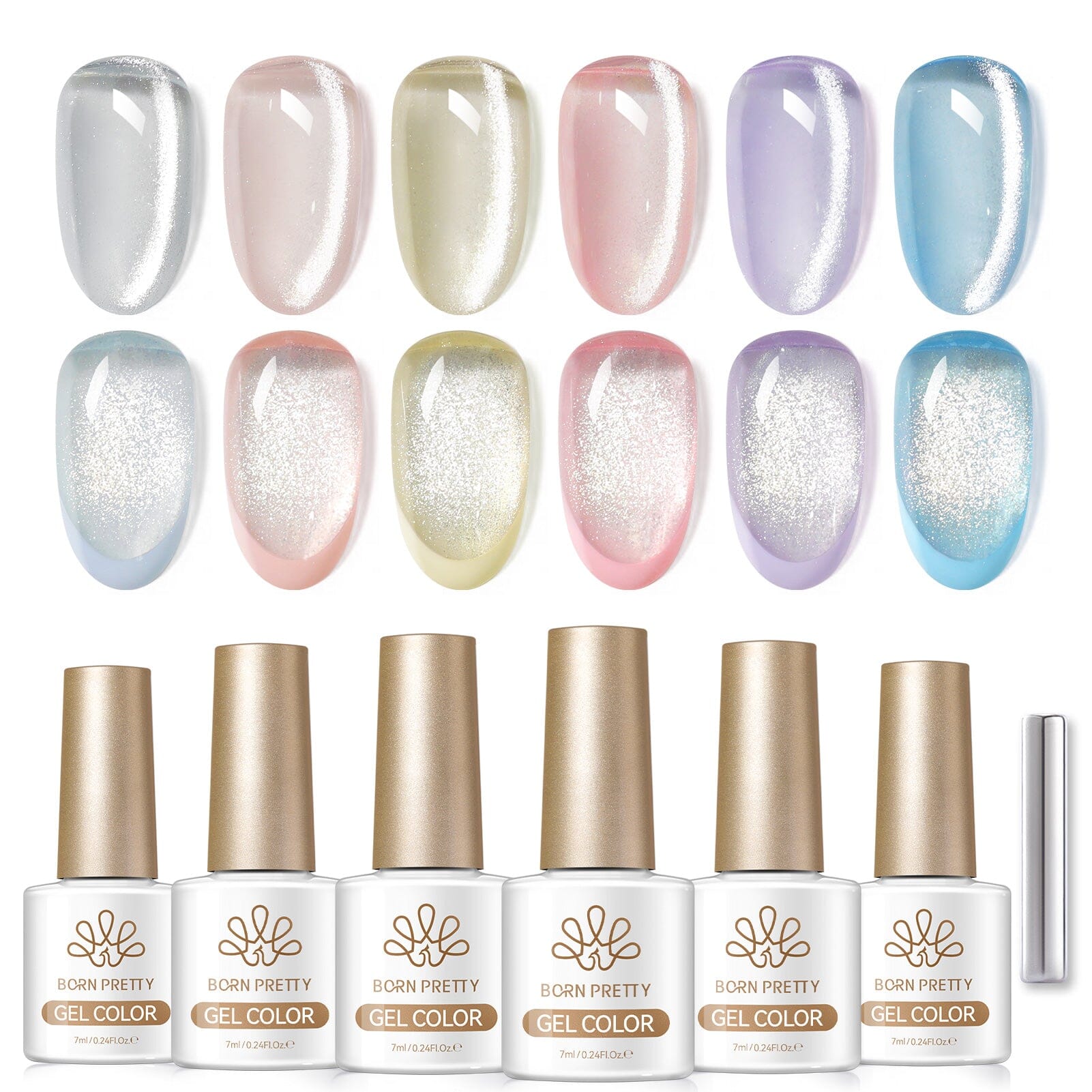 6 Colors Glass Cat Magnetic Gel M31 Spring Letter 7ml Gel Nail Polish BORN PRETTY