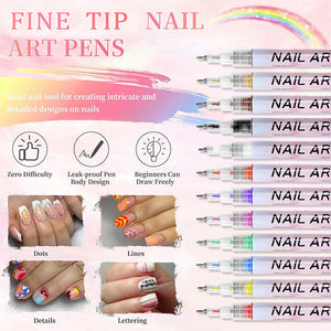 4 Colors Nail Painting Pen Set #02 0.5mm Head