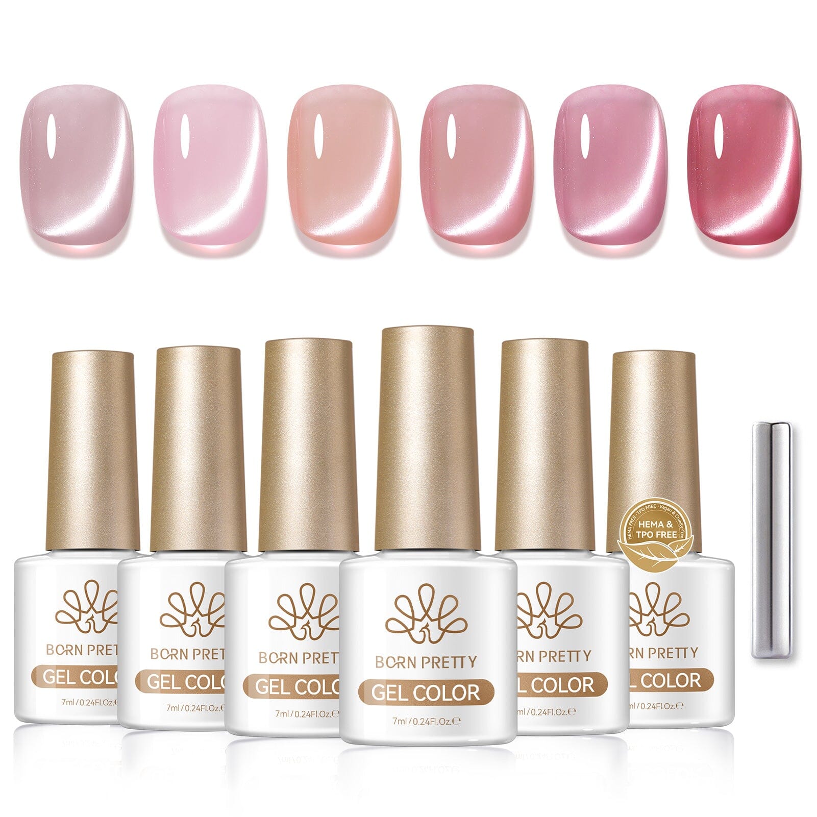 6 Colors Glass Cat Magnetic Gel M37 Love Boom 7ml HEMA/TPO FREE Gel Nail Polish BORN PRETTY