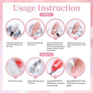 6 Colors Glass Cat Magnetic Gel M37 Love Boom 7ml HEMA/TPO FREE Gel Nail Polish BORN PRETTY