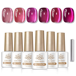 6 Colors Glass Cat Magnetic Gel M39 Strawberry Bear 7ml Gel Nail Polish BORN PRETTY