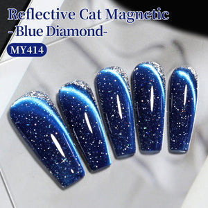 Glitter Cat Magnetic Gel MY414 Blue Diamond 15ml HEMA/TPO FREE Gel Nail Polish BORN PRETTY