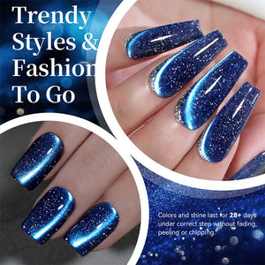Glitter Cat Magnetic Gel MY414 Blue Diamond 10ml HEMA/TPO FREE Gel Nail Polish BORN PRETTY