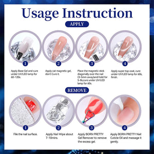 Glitter Cat Magnetic Gel MY414 Blue Diamond 10ml HEMA/TPO FREE Gel Nail Polish BORN PRETTY