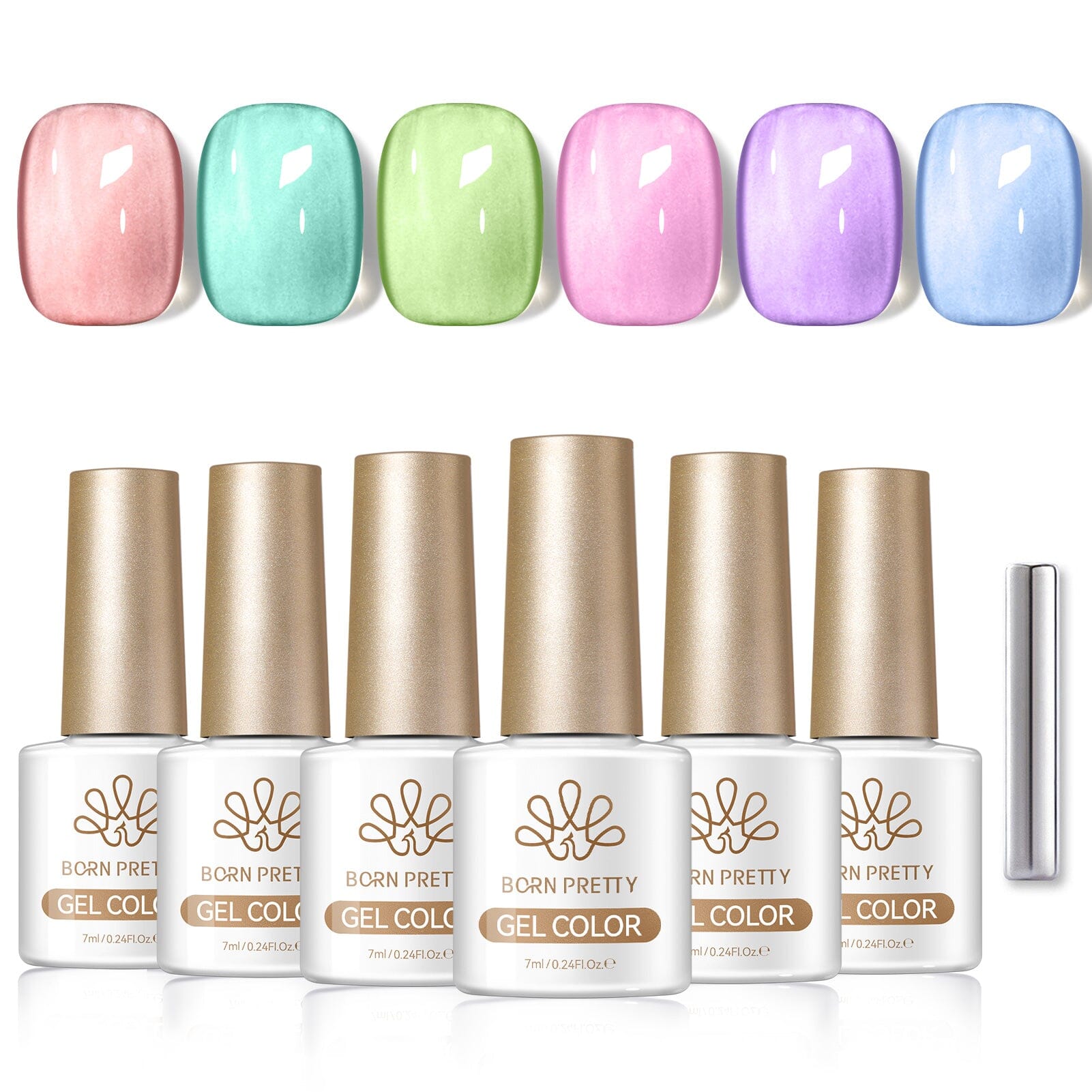 6 Colors Cat Magnetic Gel Set M40 Sky Mirror 7ml Gel Nail Polish BORN PRETTY